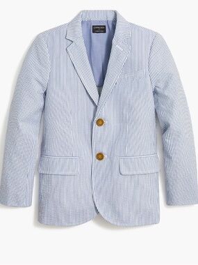 J Crew Factory Crewcuts Blue & White Striped Seersucker Blazer